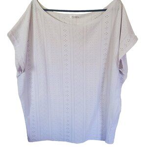 Poetsky Womens White Eyelet Tunic Top Plus Size‎ 2XL Stretch Minimalist Feminine